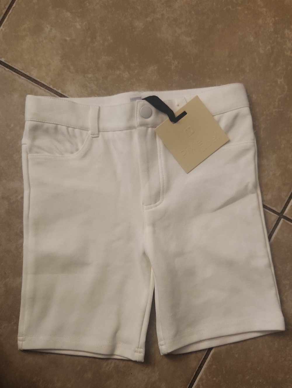 Pixie Label White Knit Bermuda Shorts